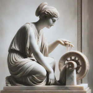 Marble statue of Eliana symbolizing virtue and reverence in an ancient Greek style.