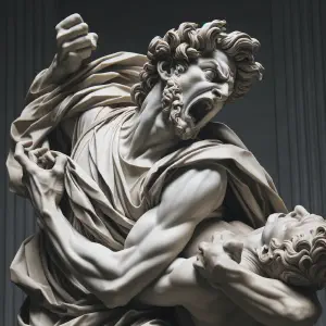 Marble statue of Mattathias in a moment of righteous fury.