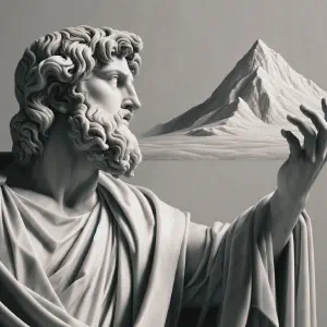 Marble statue of Prophet Isaiah envisioning a hopeful future