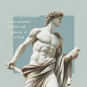 Marble statue of an individual embodying the call to action inspired by God.