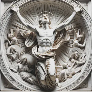 Marble statue representing the joy of a believer as described in the Psalm.