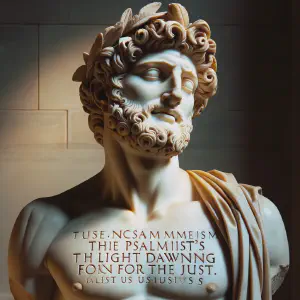 An ancient Roman marble statue capturing the Psalmist&rsquo;s realization of the dawning light for the just.